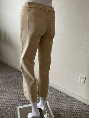 Womens wide leg pants SZ S cream beige cropped cotton Lycra made US